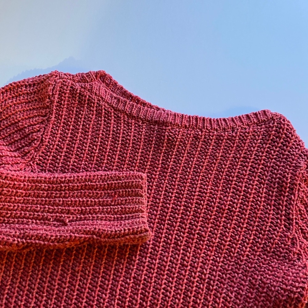 Lauren Ralph Lauren LRL Jeans Co Womens Reddish Pink Ribbed Boat Neck Sweater L